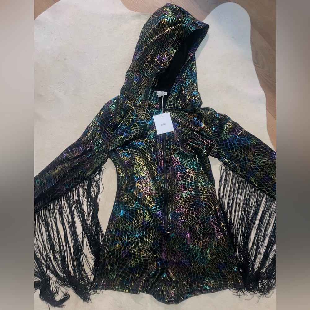 Adika: Cool fringe rave bodysuit from